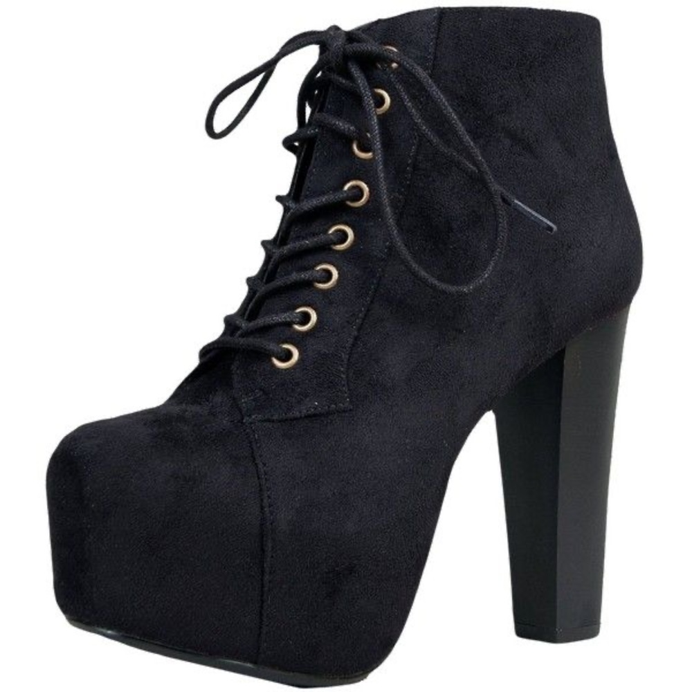 Delicacy Black Suede Heeled Booties